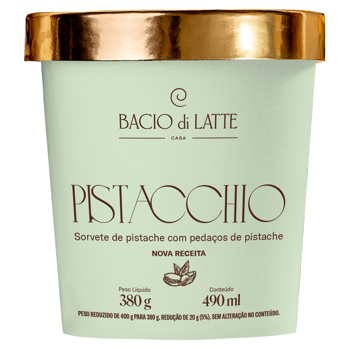 GELATO BACIO LAT PISTACHE 380G