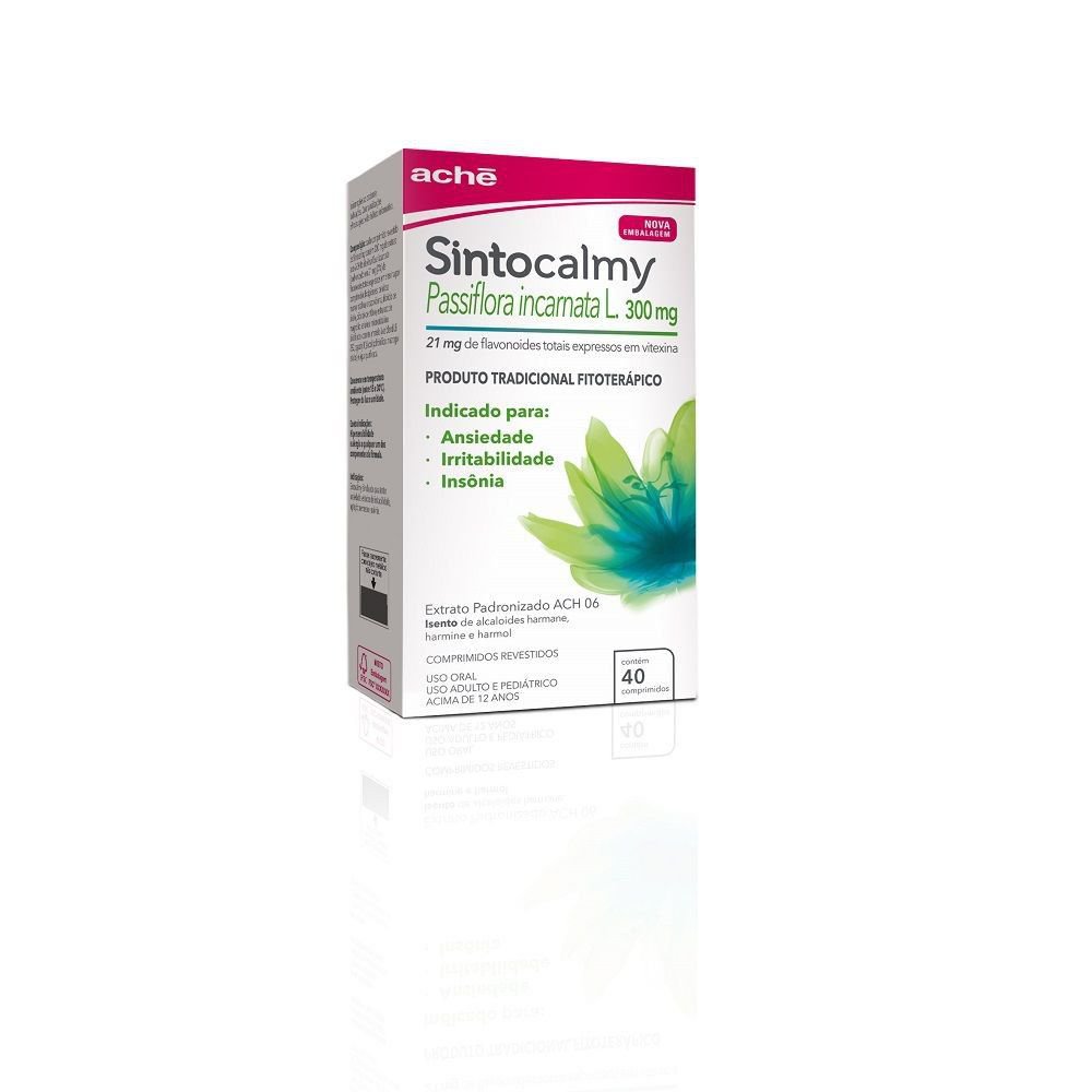 Sintocalmy Passiflora Incarnata 300Mg - 40 Comprimidos - Calmante Sintocalmy Aché 300Mg Comprimido Revestido 40 Unidades