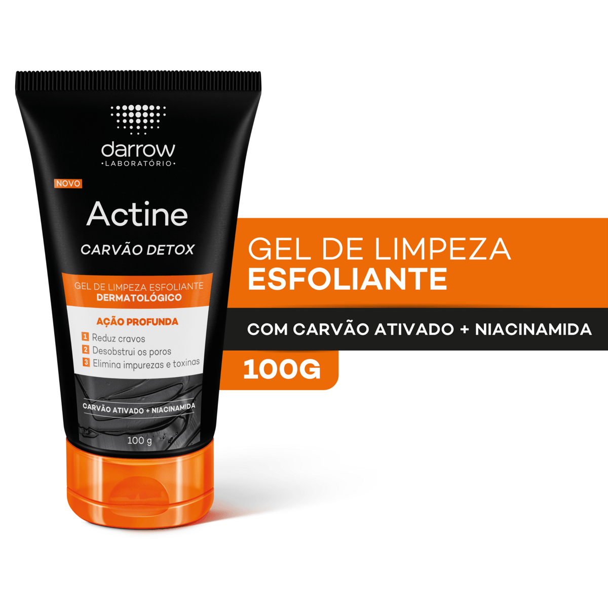 Gel de Limpeza Esfoliante Carvão Detox Actine - 100g - Imagem 2