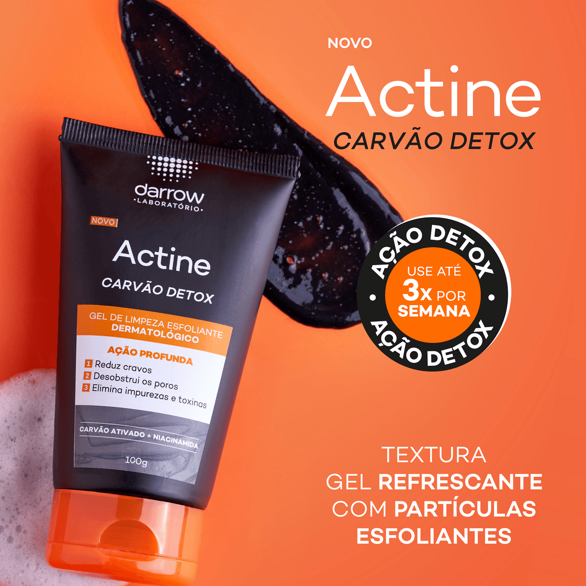 Gel de Limpeza Esfoliante Carvão Detox Actine - 100g - Imagem 6