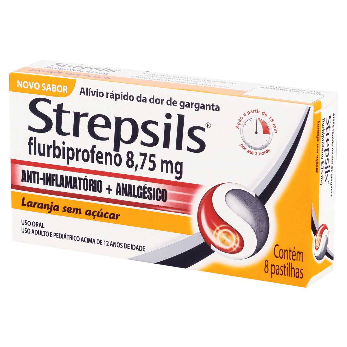 Pastilha para Garganta Flurbiprofeno Strepsils 8,75mg 8 Unidades