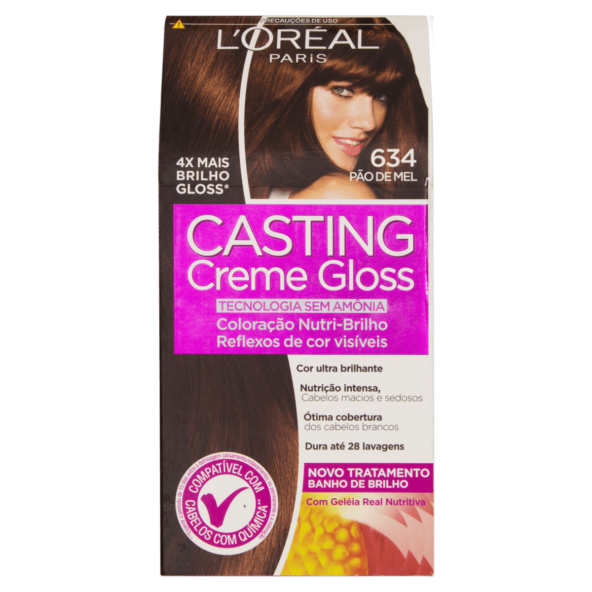 Coloração Permanente Casting Creme Gloss 634 Pão de Mel Kit 45g+67,5ml+40ml L'Oréal