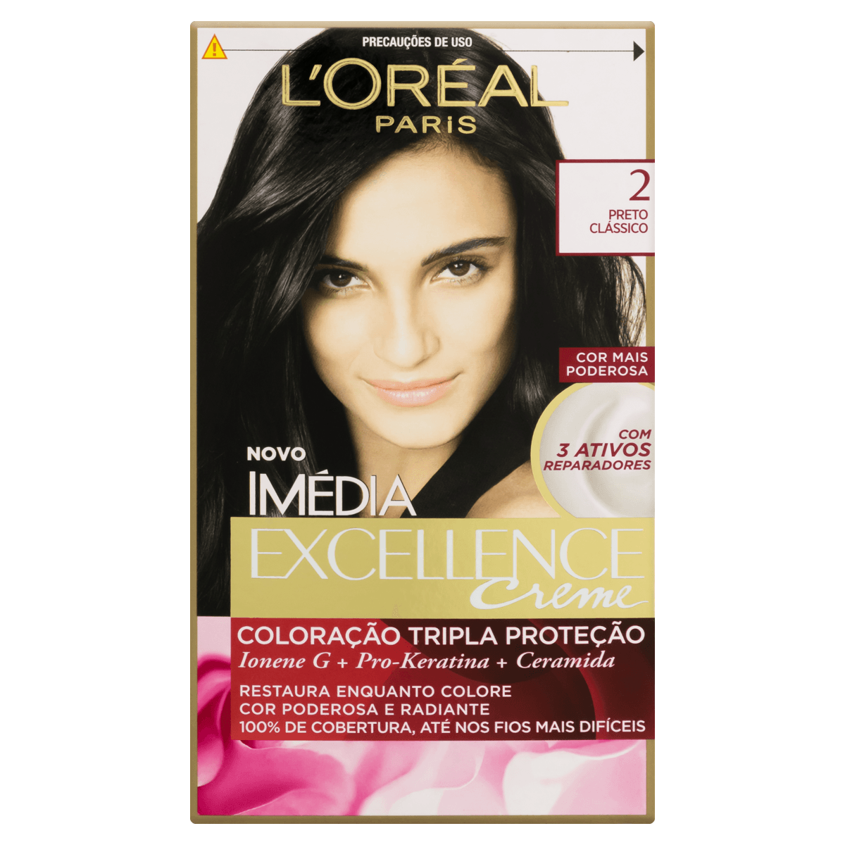 Coloração Permanente Imedia Excellence 2 Preto Clássico Kit 47g+70ml+50ml+12ml Imedia