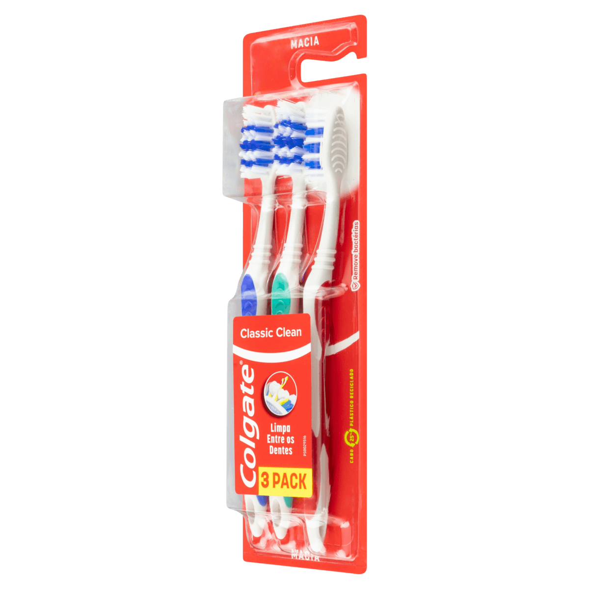 Escova Dental Macia Colgate Classic Clean Cabeça Normal 3 Unidades