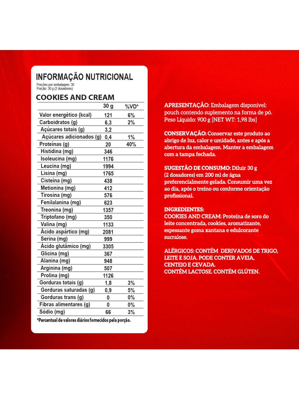 WHEY 100% PURE Cookies And Cream - Pouch 900g - Imagem 4