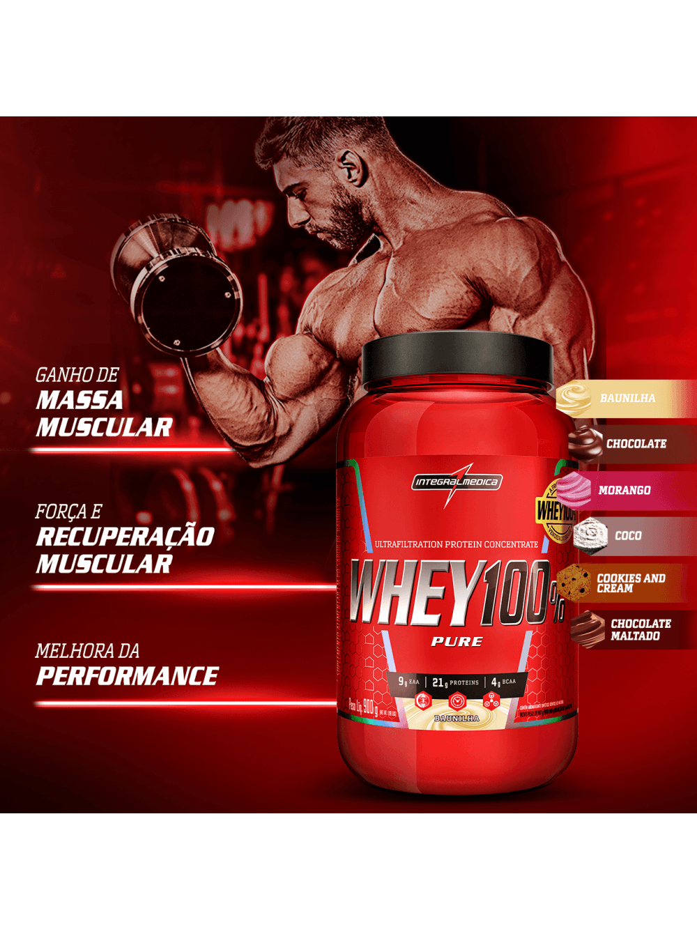 Whey Protein Concentrado Pote 900g Baunilha - Imagem 2