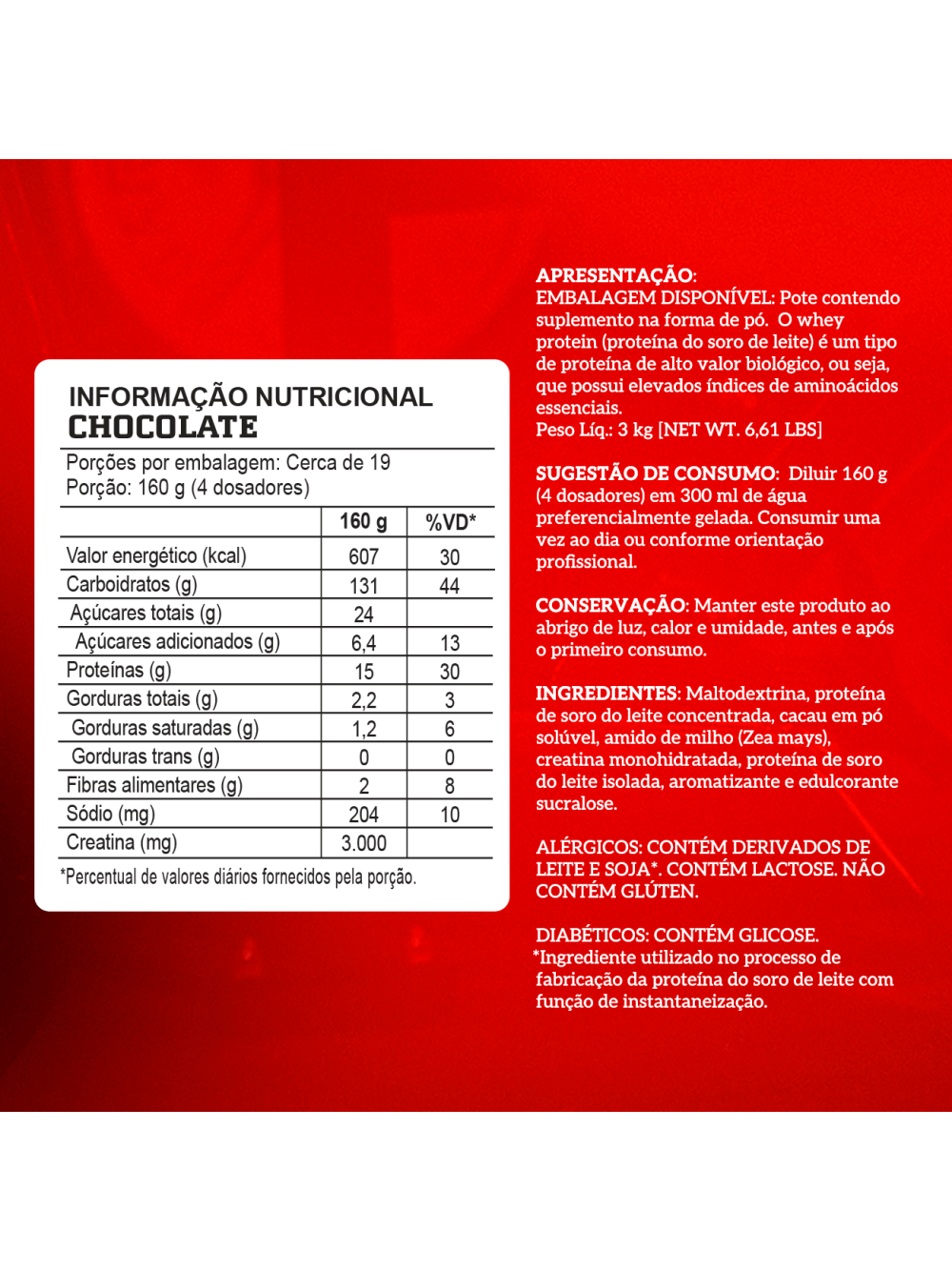 Creamass Hipercalorico com Creatina 3Kg Chocolate - Imagem 5