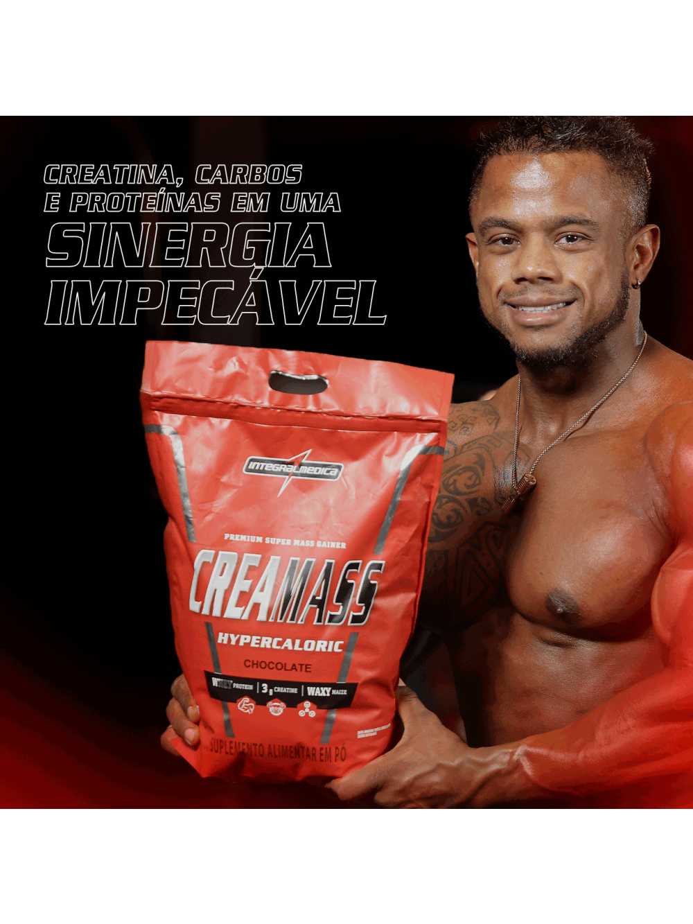 Creamass Hipercalorico com Creatina 3Kg Morango - Imagem 2