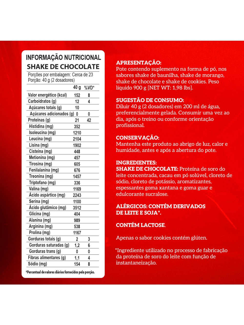 MY WHEY – High quality protein powder 900g Shake de Chocolate - Imagem 6