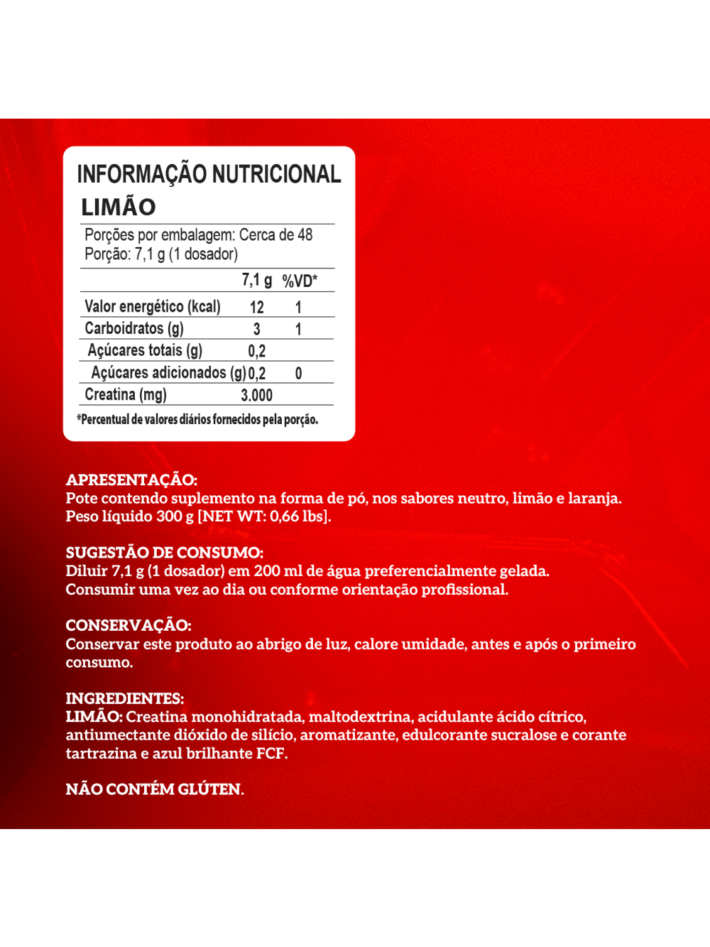 Creatina com Carboidrato 300g Limão - Imagem 6