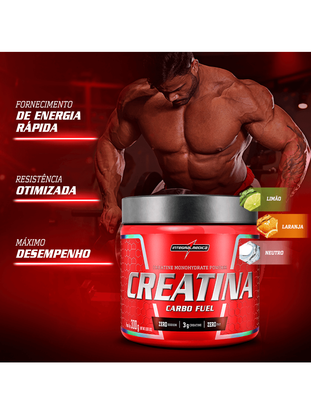 Creatina com Carboidrato 300g Neutro - Imagem 2