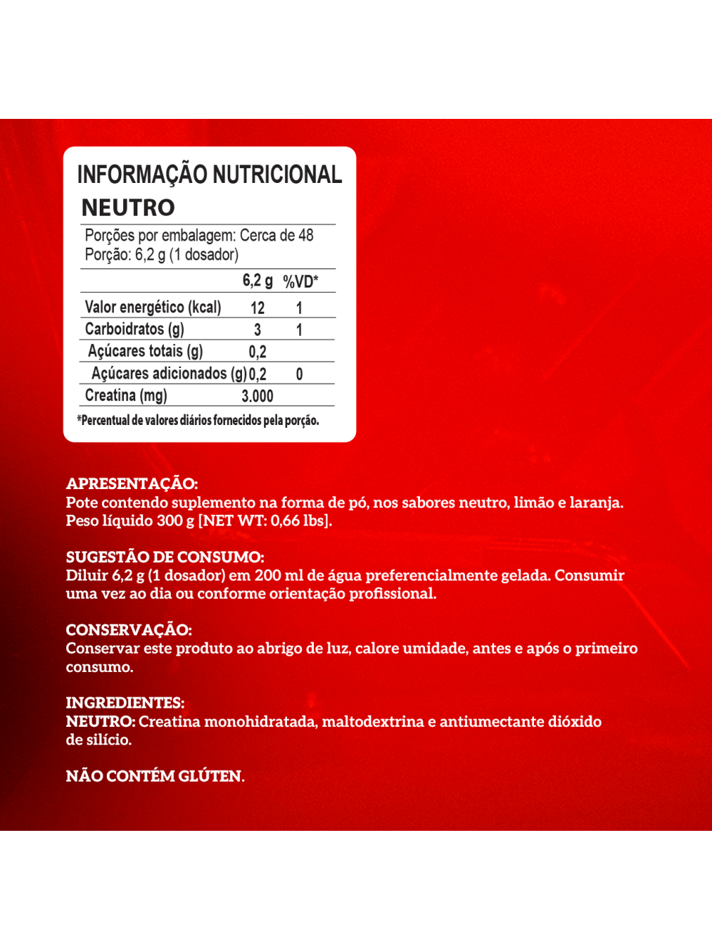 Creatina com Carboidrato 300g Neutro - Imagem 6