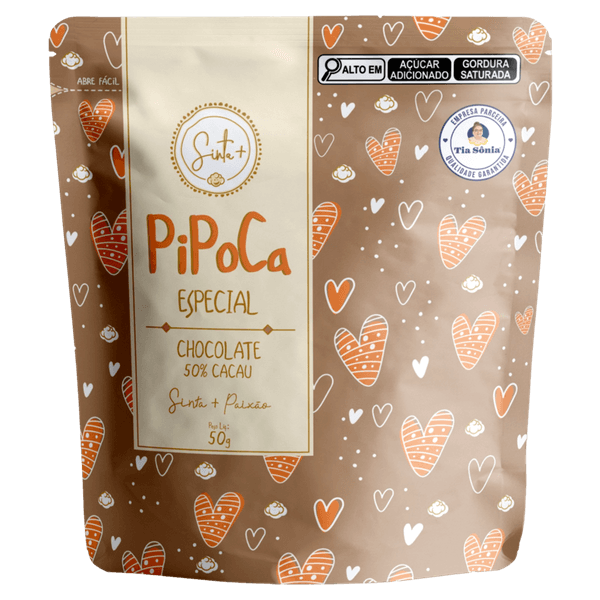 Pipoca Doce Artesanal Chocolate 50% Cacau Sinta+ 50g Tia Sônia