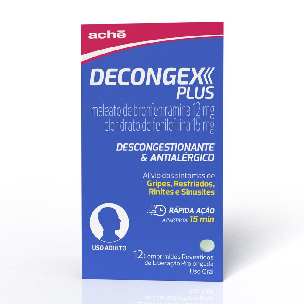 Decongex Plus Maleato De Clorfeniramina 12Mg + Cloridrato Fenillefrina 15Mg - 12 Comprimidos — Decongex Plus - 12 Comprimidos