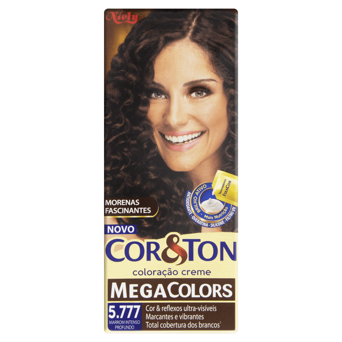 Coloração Permanente Mega Colors 5.777 Marrom Intenso Profundo Mini Kit Cor&Ton