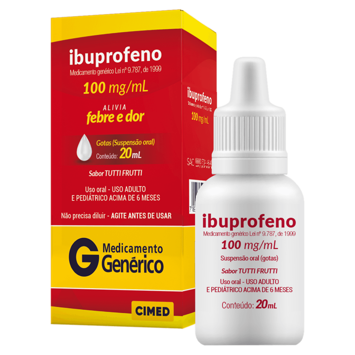 Ibuprofeno 100Mg/Ml Gotas Tutti Frutti 20Ml - Cimed