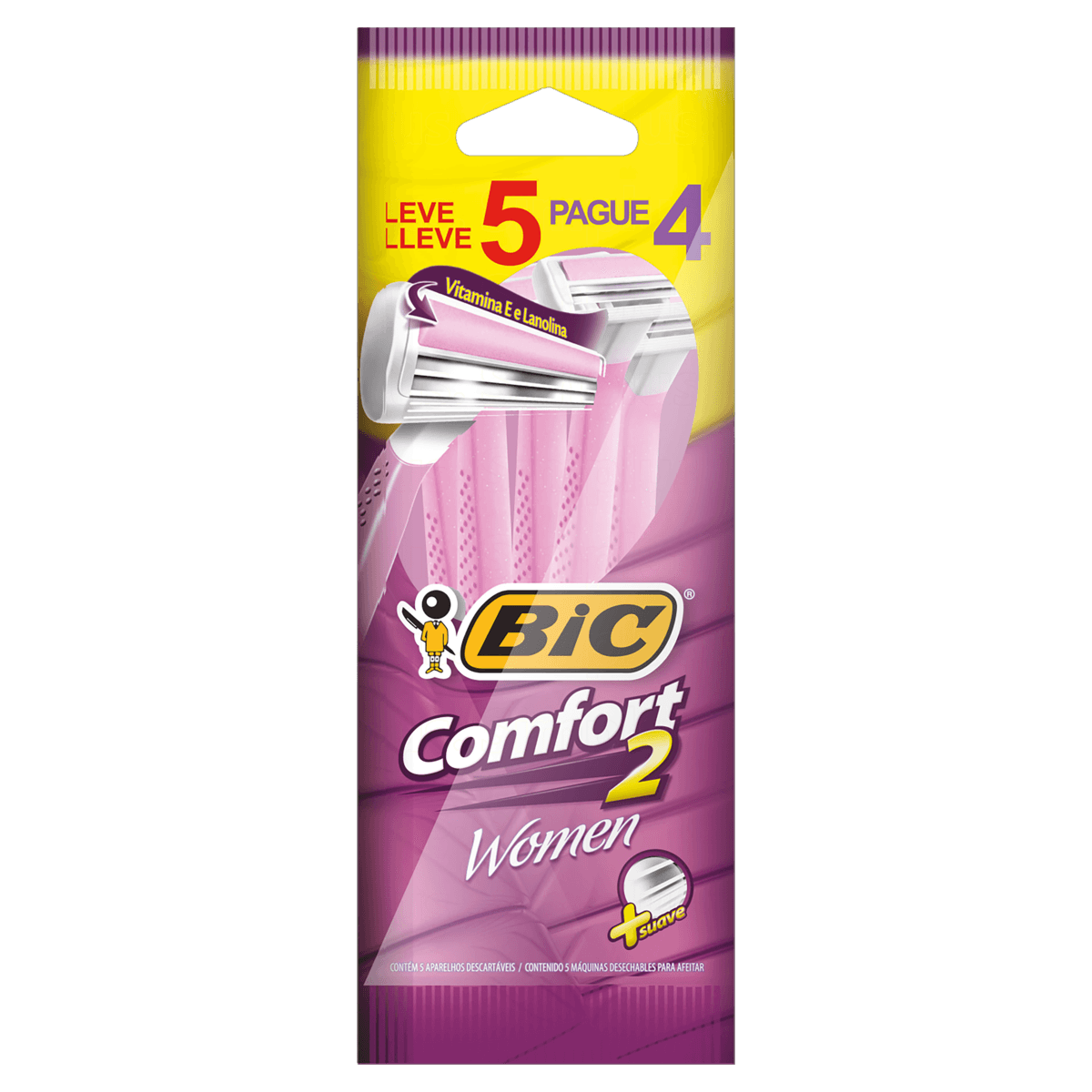 Aparelho Descartável para Depilação Bic Comfort 2 Women 5 Unidades