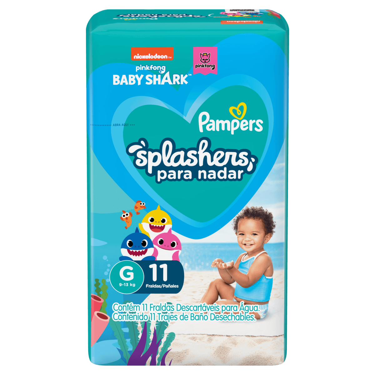 Fralda Piscina Pampers Splashers Baby Shark 11 Un M/G
