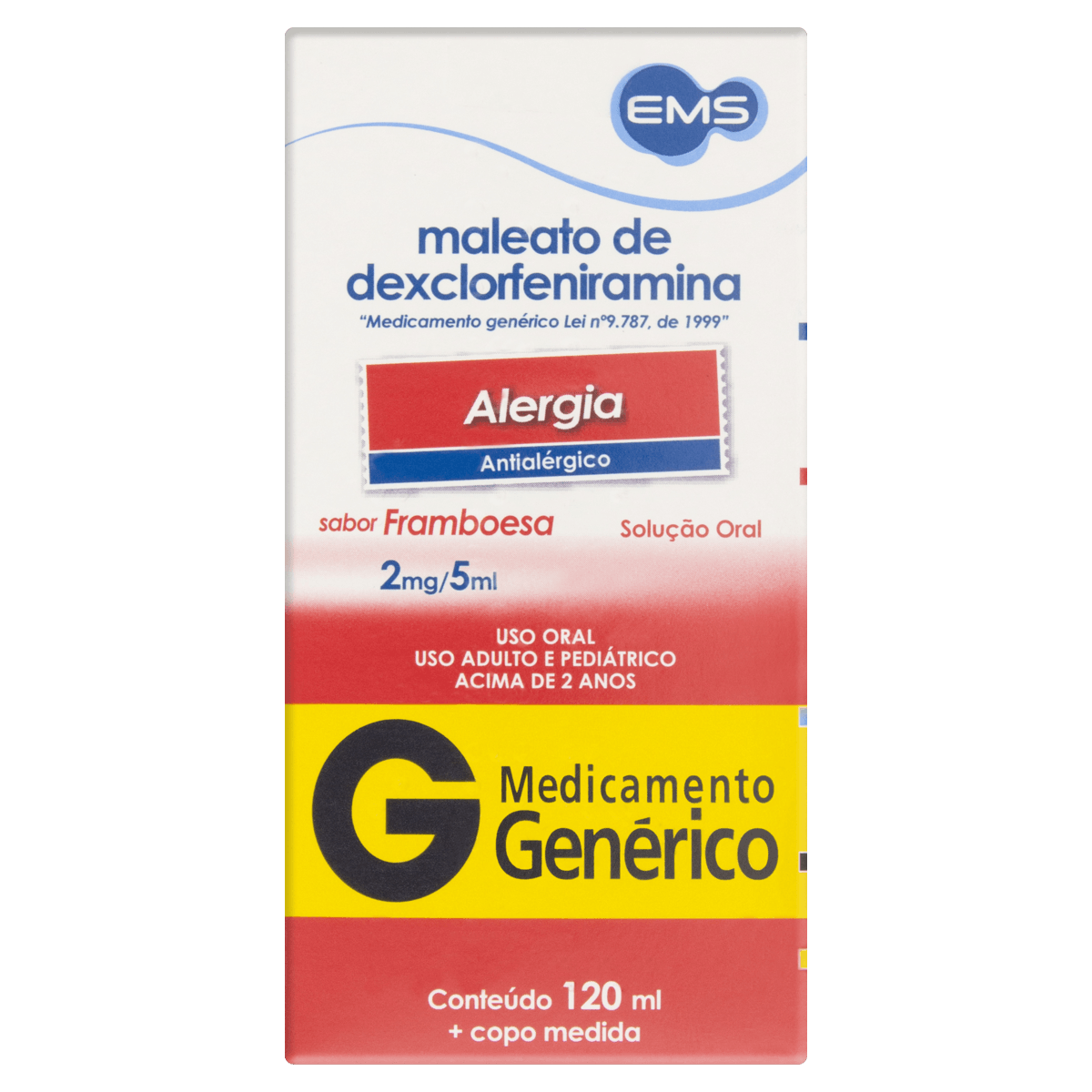 Maleato De Dexclorfeniramina 2Mg Solução Oral 120Ml - Ems