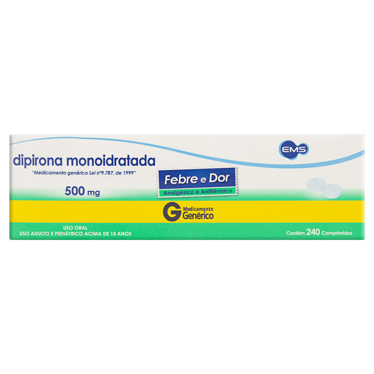 Dipirona Sódica 500Mg Genérico Ems C/10 Comprimidos