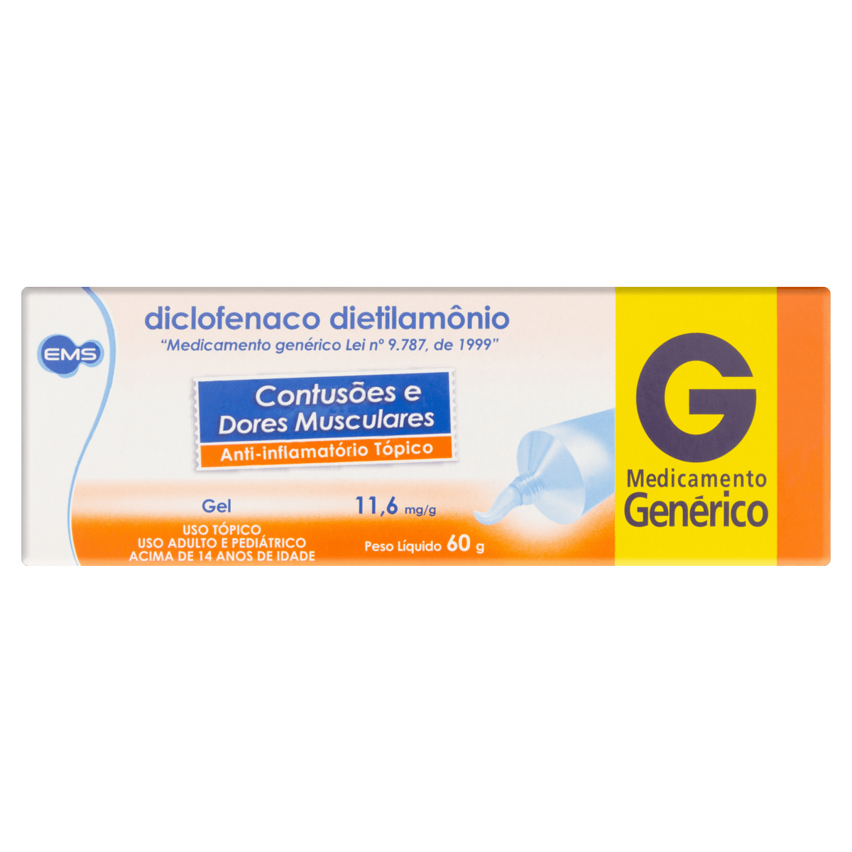 Diclofenaco Dietilamônio 10Mg Gel 60G - Ems Genérico