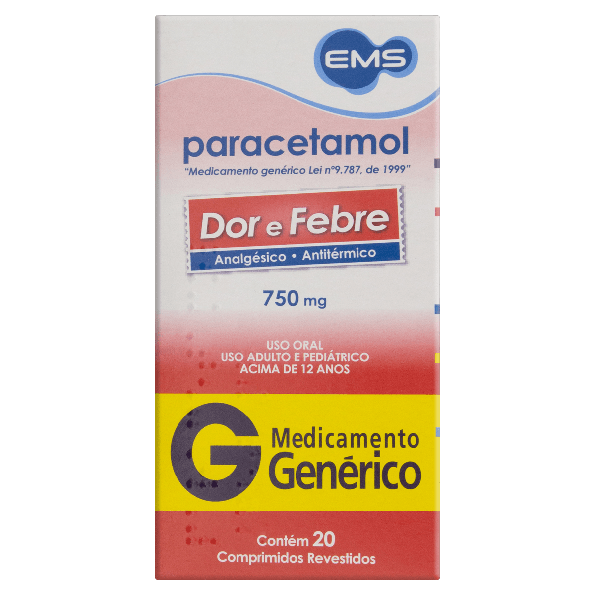 Paracetamol 750Mg 20 Comprimidos - Ems