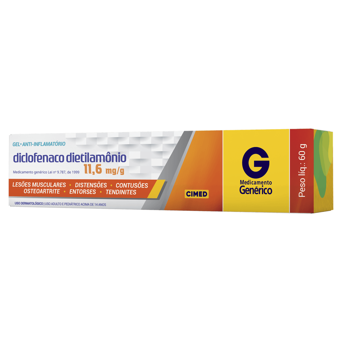 Diclofenaco Dietilamonio 10Mg Gel Dermatológico 60G - Genérico - Cimed