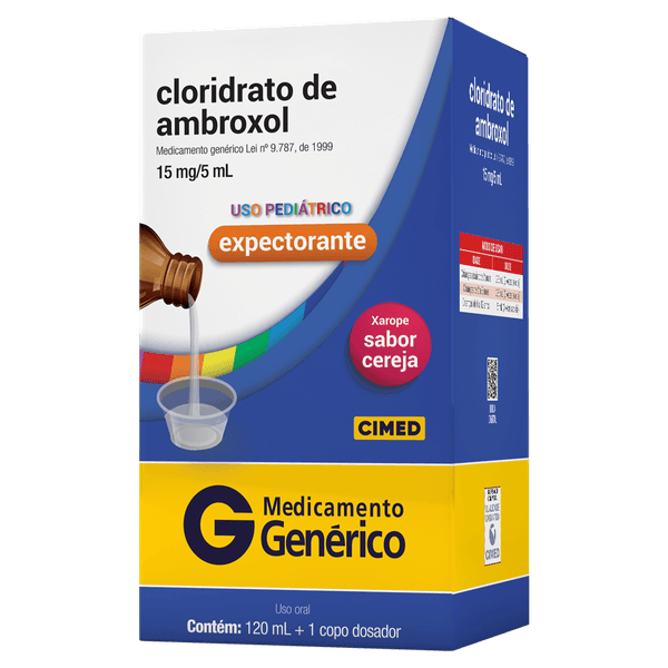 Cloridrato de Ambroxol 15mg/5ml Xarope Infantil 120ml - Cimed