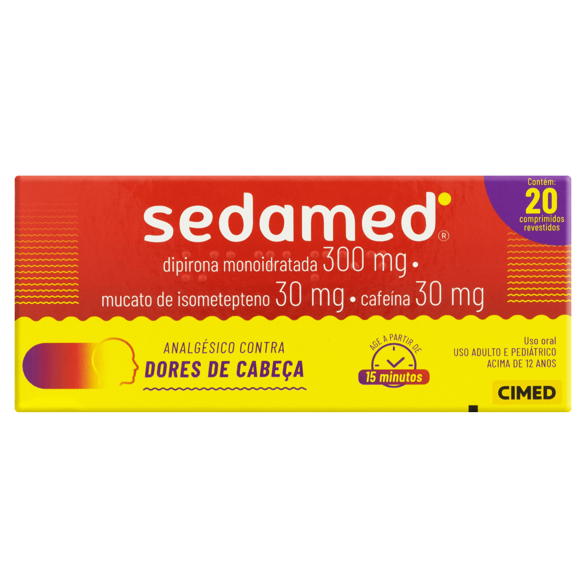 Analgesico Cimed Sedamed 30 + 300 + 30Mg 20 Comprimidos - Cimed