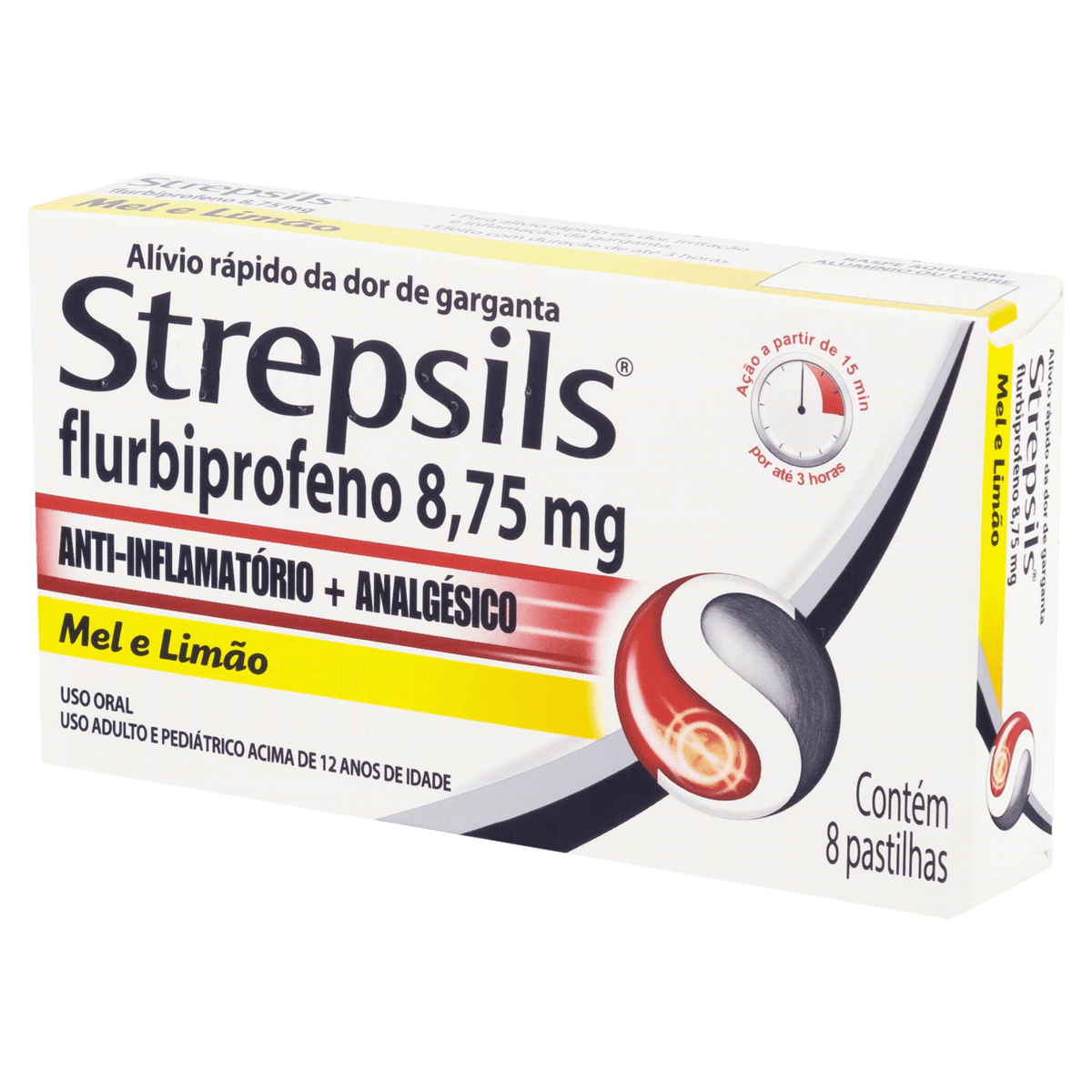 Flurbiprofeno Strepsils 8,75Mg 8 Pastilhas Mel E Limão