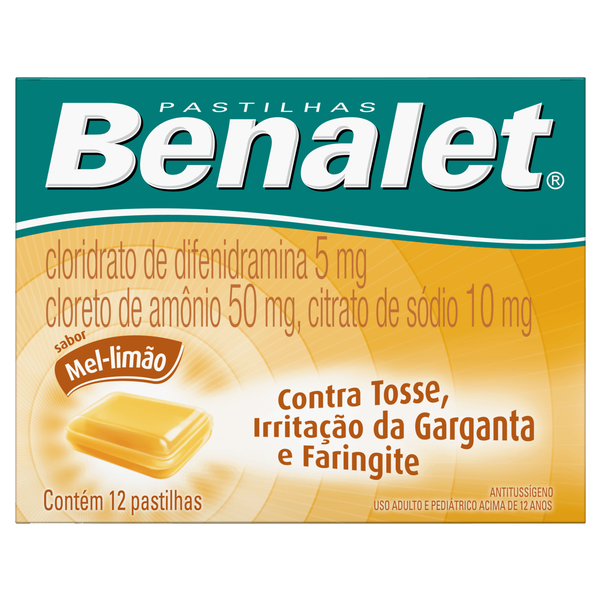 Pastilhas Para Garganta Benalet Sabor Mel Limão 12 Pastilhas