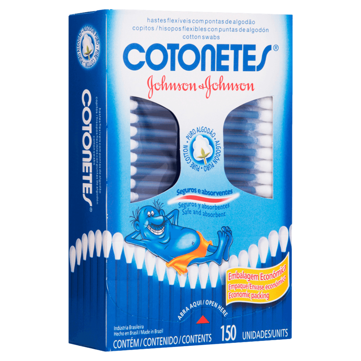 Cotonete Hastes Flexíveis 150 Unidades Algodão 100% Johnson's