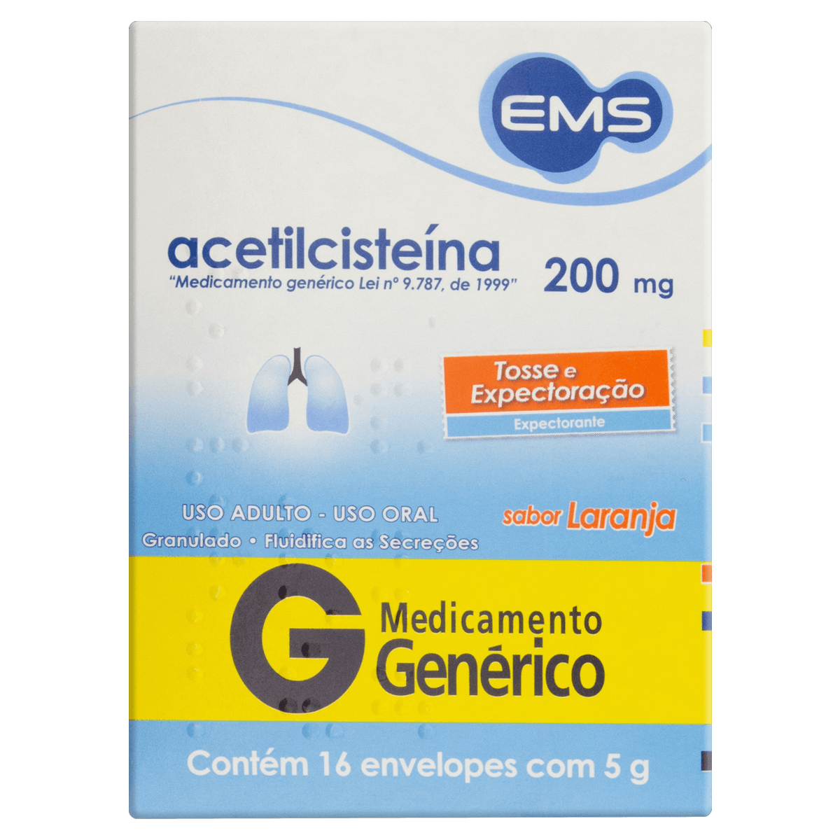 Acetilcisteína 200Mg 16 Envelopes Granulado - Ems