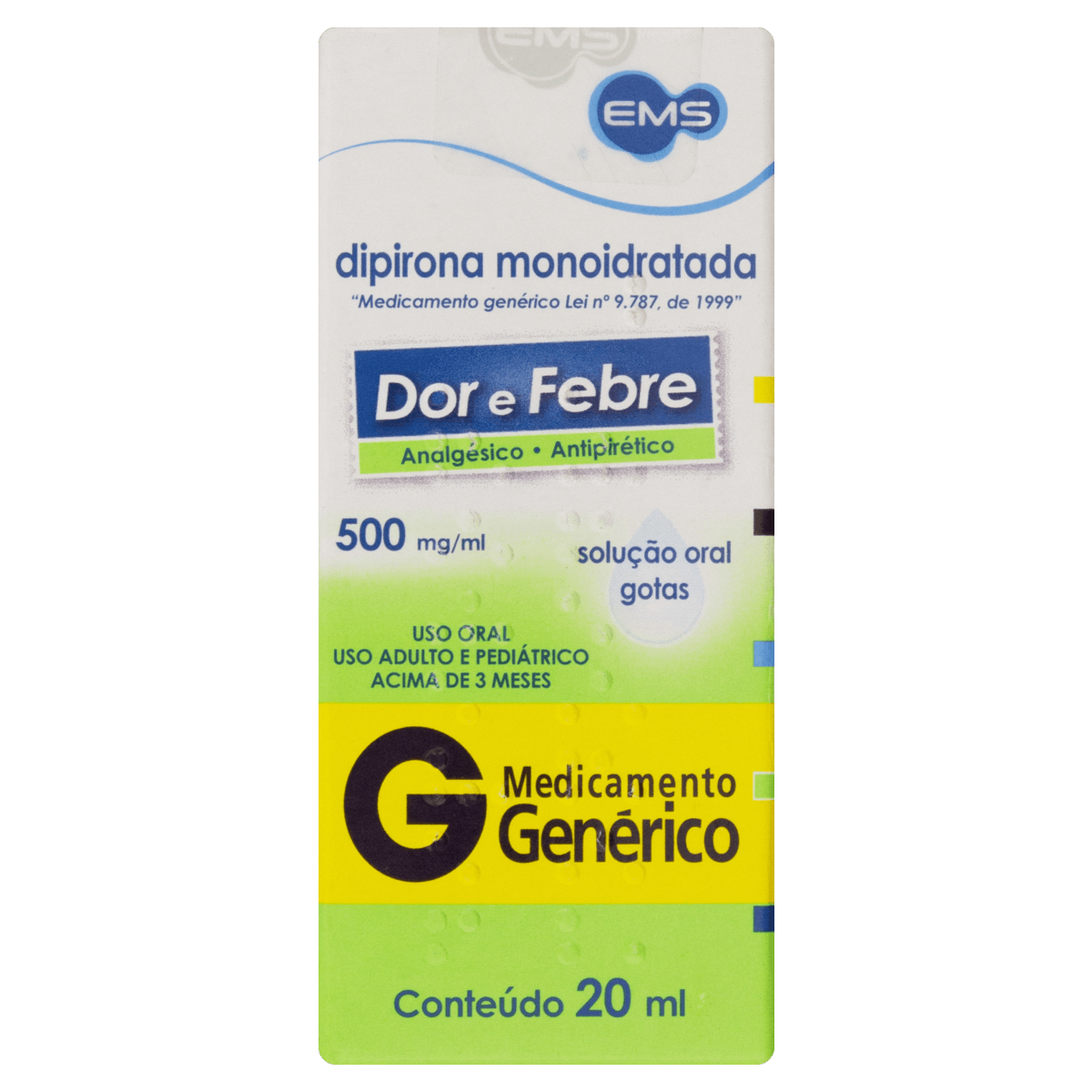 Dipirona Sódica 500Mg Gotas Solução Oral 20Ml - Ems