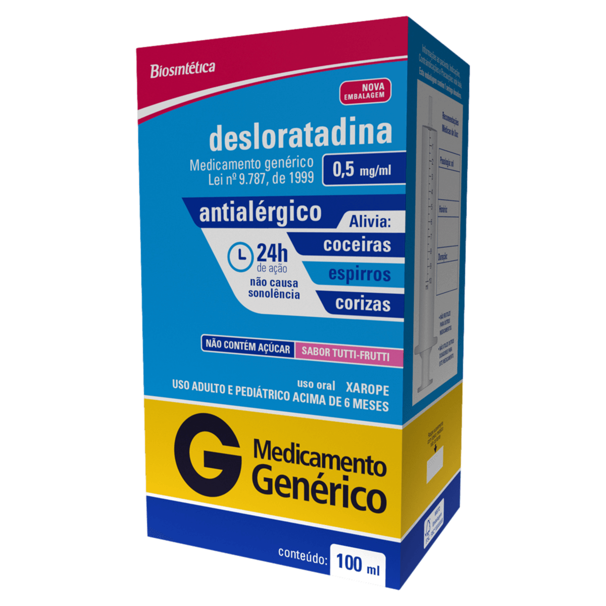 Desloratadina 0,5Mg Xarope 100Ml - Biosintética