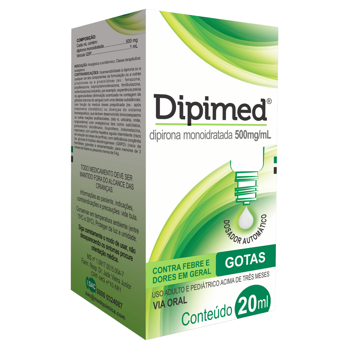 Dipimed 500Mg Solução Oral 20Ml