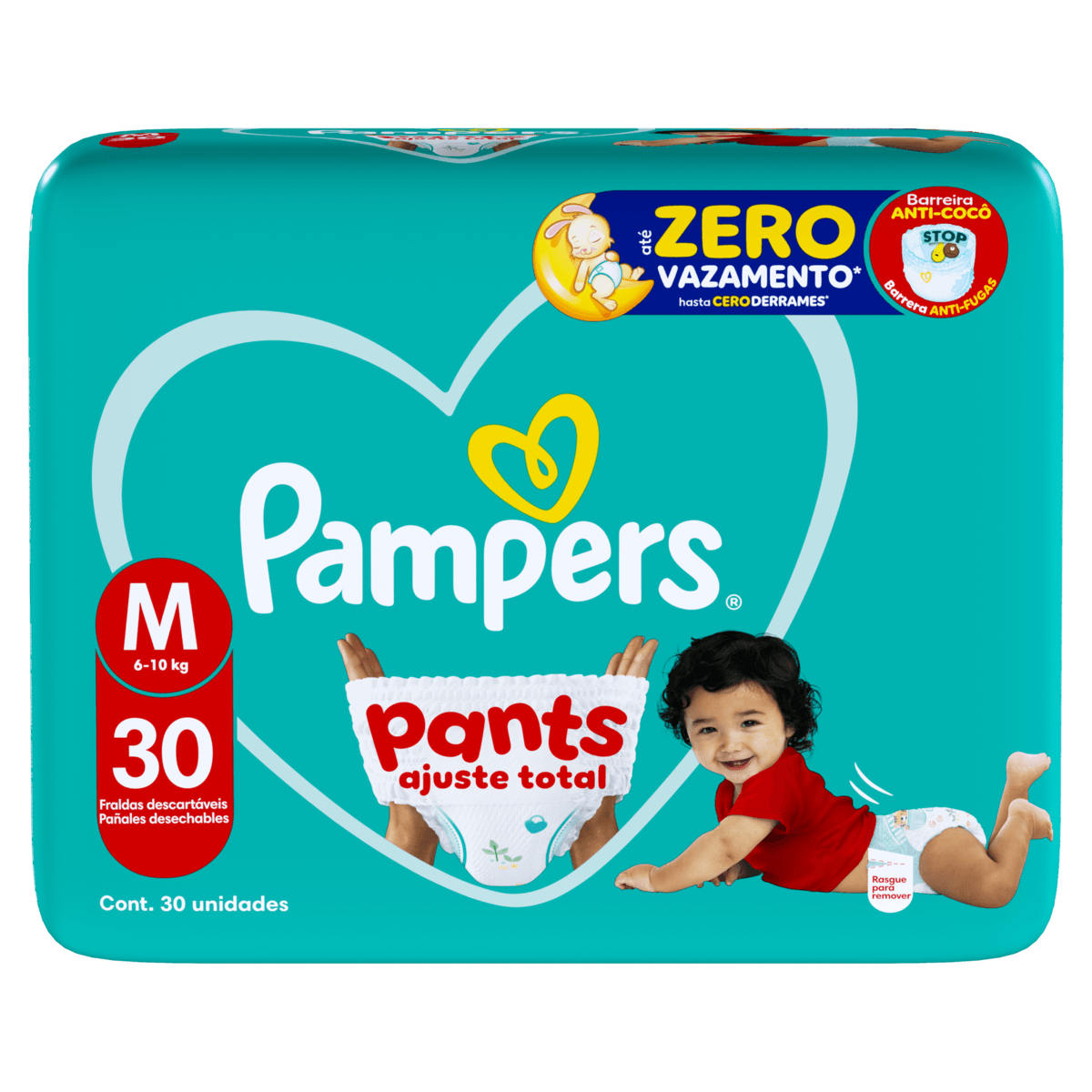 Fralda Pants Pampers Ajuste Total 30 unidades M