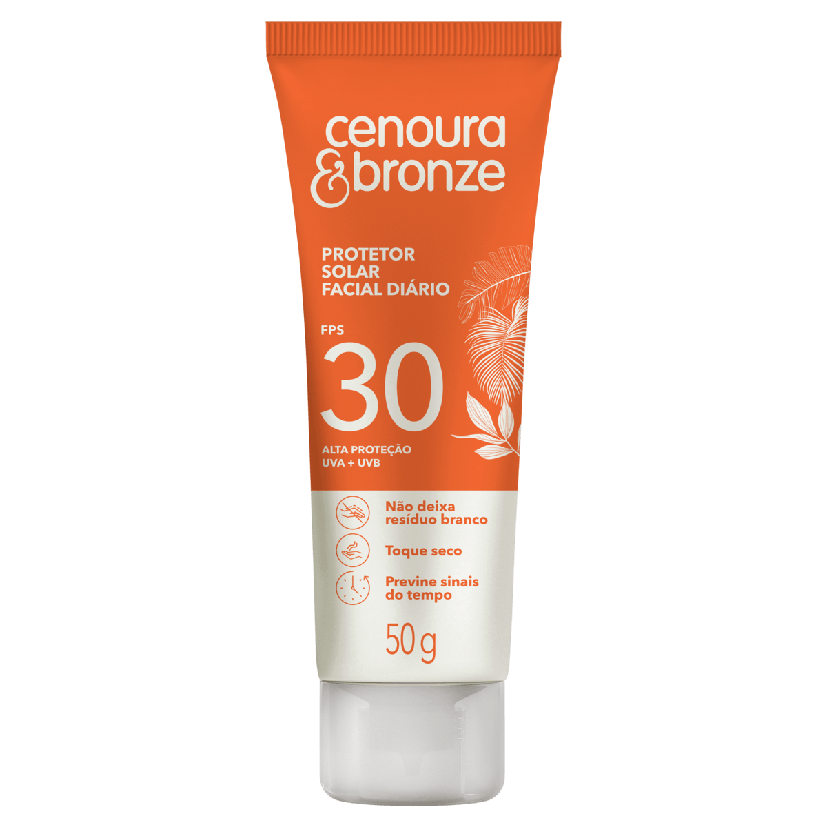Cenoura Bronze Protetor Solar Facial FPS 30 50g Ultraleve Toque Seco Resistente à Água
