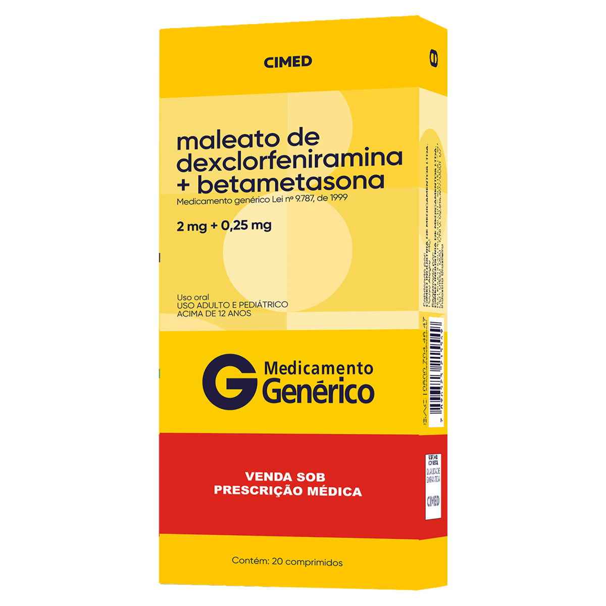 Maleato De Dexclorfeniramina 2Mg 20 Comprimidos - Cimed