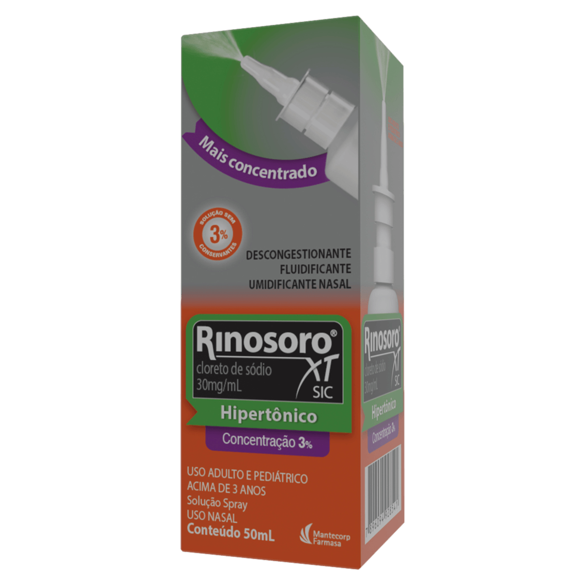 Descongestionante Rinosoro Xt Cloreto De Sódio Opella 3% Spray Nasal 50Ml