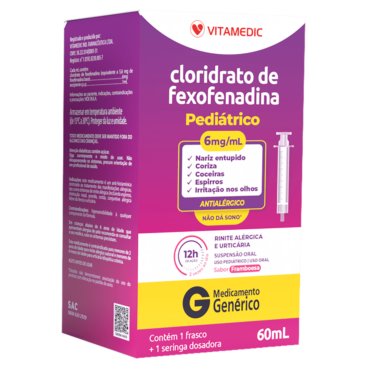 Cloridrato De Fexofenadina 6Mg/Ml Suspensão 60Ml - Vitamedic
