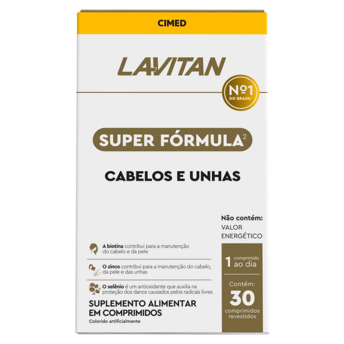 Suplemento Lavitan Super Fórmula Cabelos e Unhas 30mg Comprimido 30 Unidades