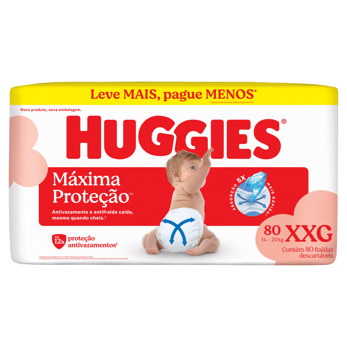Fralda Huggies Máxima Proteção 80 unidades XXG