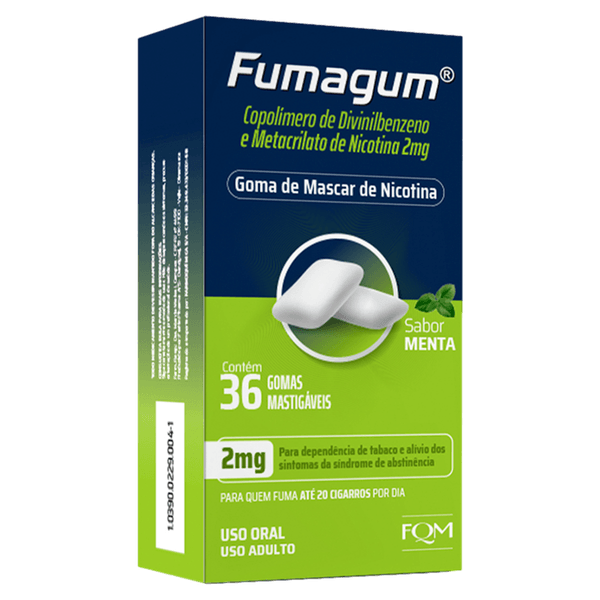 Fumagum 2mg Menta Divcom Pharma - 36 Gomas Mastigáveis Fumagum 2mg Menta - 36 Gomas Mastigáveis