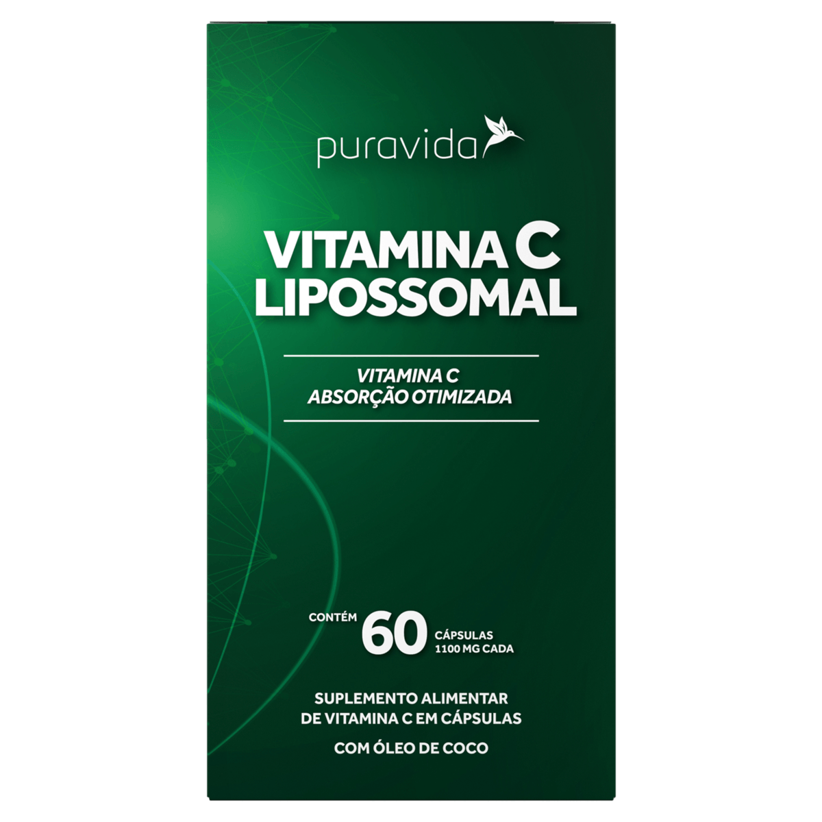 Suplemento Alimentar Puravida Bio Vit C+ 93G - 60 Cápsulas — Suplemento Vitamina C Lipossomal E Óleo De Coco Puravida 1000Mg Cápsula 60 Unidades