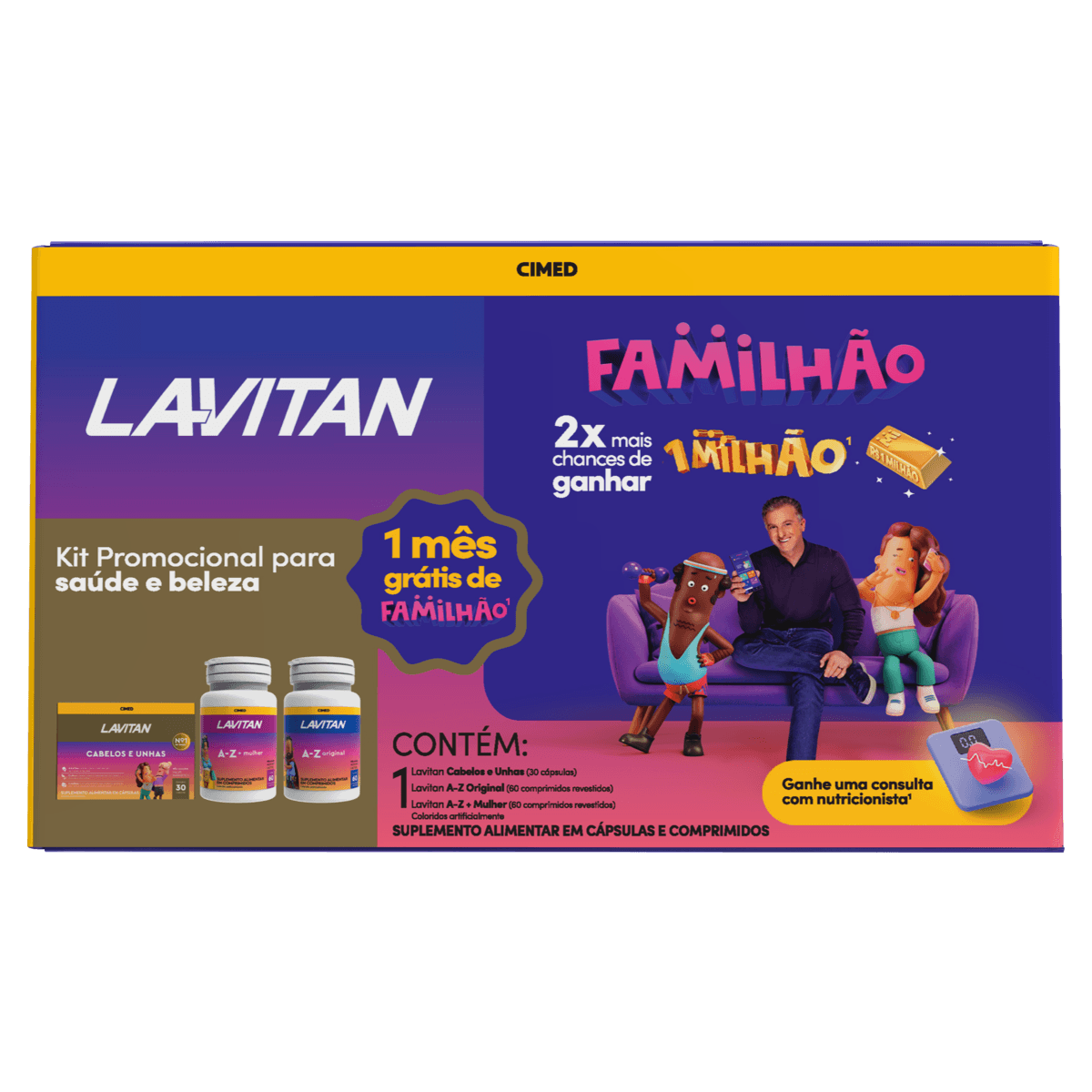 Kit Suplemento Lavitan Familhão A-Z Mulher + Cabelos E Unhas Cimed 60 Comprimidos + 30 Cápsulas