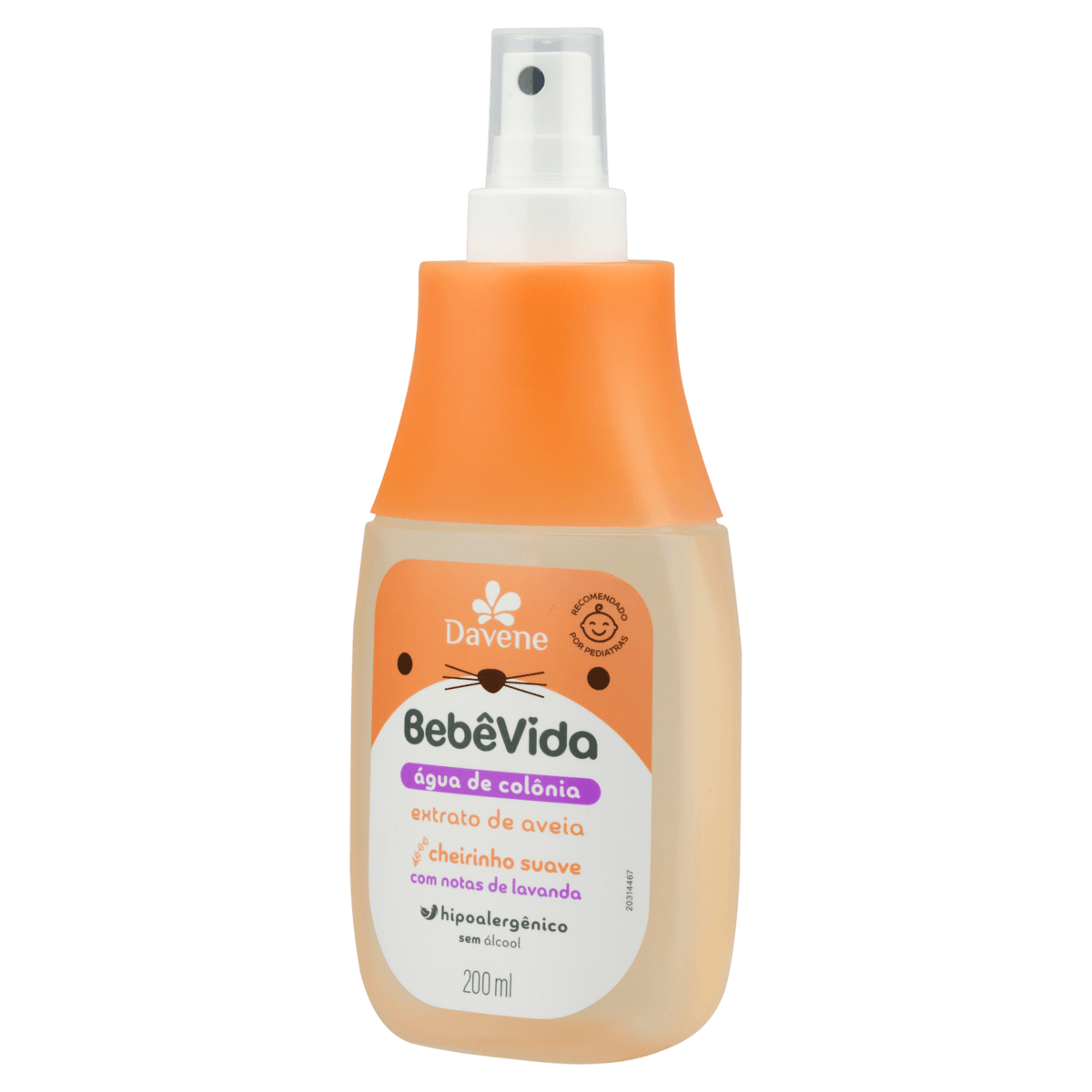 Água de Colônia Bebê Vida 200ml Extrato de Aveia e Lavanda Davene