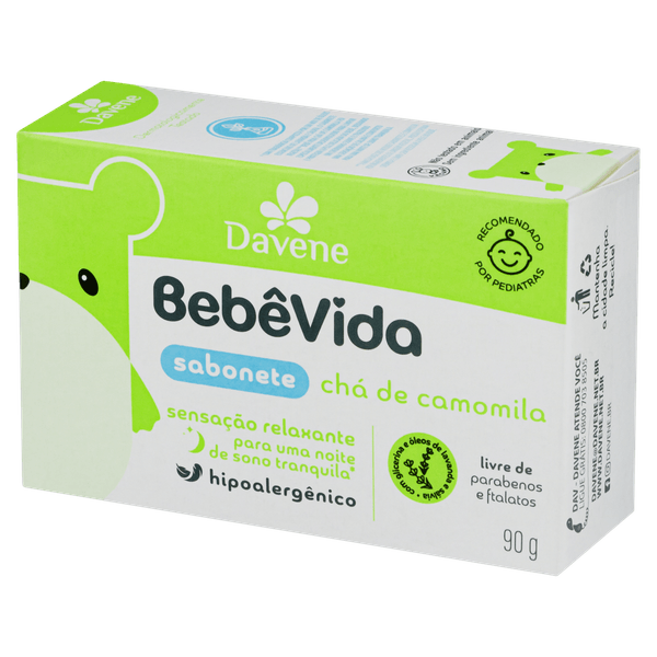 Sabonete bebê Bebê Vida 90g – Calêndula & Aveia, Hipoalergênico Sabonete Davene Bebê Vida 90G - Bebe Vida