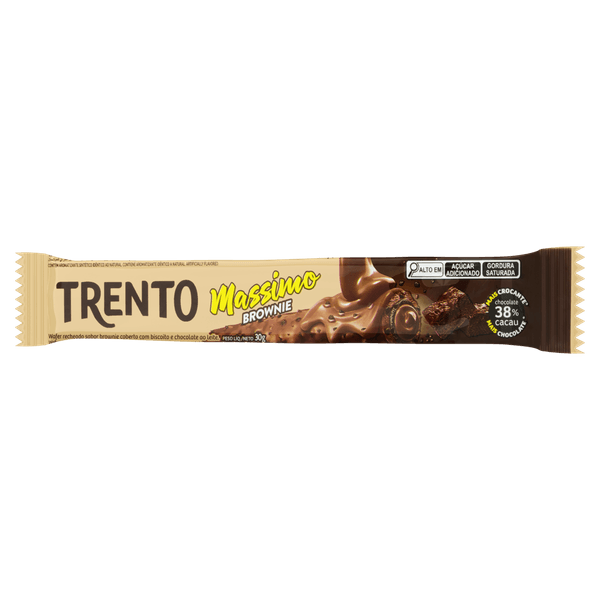 Chocolate Trento Massimo Brownie 30g Wafer Recheado 38% Cacau Peccin Chocolate Trento Massimo Brownie 30G