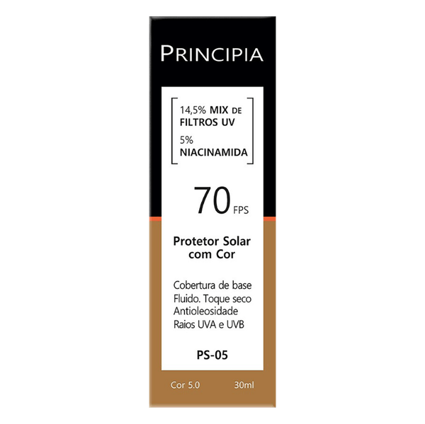 Protetor Solar Facial Antioleosidade com Cor 5.0 FPS 70 Principia PS-05 - 30ml